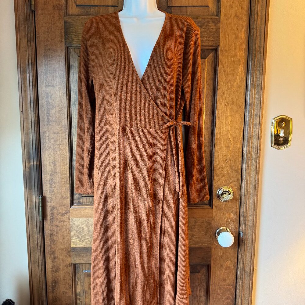 Old Navy Spice of Life (Burnt Orange) Knit Wrap Dress w/Long Sleeves Large